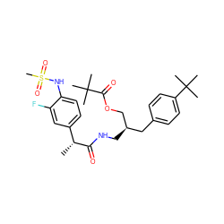 C[C@@H](C(=O)NC[C@@H](COC(=O)C(C)(C)C)Cc1ccc(C(C)(C)C)cc1)c1ccc(NS(C)(=O)=O)c(F)c1 ZINC000014973147