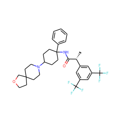 C[C@@H](C(=O)NC1(c2ccccc2)CCC(N2CCC3(CCOC3)CC2)CC1)c1cc(C(F)(F)F)cc(C(F)(F)F)c1 ZINC000001553092