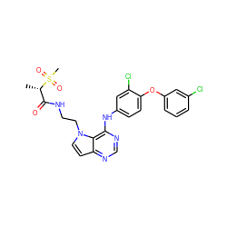 C[C@@H](C(=O)NCCn1ccc2ncnc(Nc3ccc(Oc4cccc(Cl)c4)c(Cl)c3)c21)S(C)(=O)=O ZINC000095559189