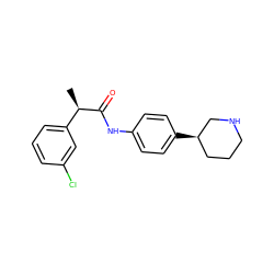 C[C@@H](C(=O)Nc1ccc([C@@H]2CCCNC2)cc1)c1cccc(Cl)c1 ZINC000117728117