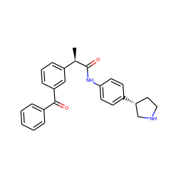 C[C@@H](C(=O)Nc1ccc([C@@H]2CCNC2)cc1)c1cccc(C(=O)c2ccccc2)c1 ZINC000117732046