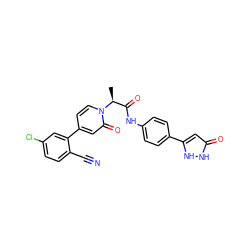 C[C@@H](C(=O)Nc1ccc(-c2cc(=O)[nH][nH]2)cc1)n1ccc(-c2cc(Cl)ccc2C#N)cc1=O ZINC001772585006