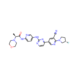 C[C@@H](C(=O)Nc1ccc(Nc2nccc(-c3cnc(N4CC[C@H](F)C4)c(C#N)c3)n2)cn1)N1CCOCC1 ZINC000221373258