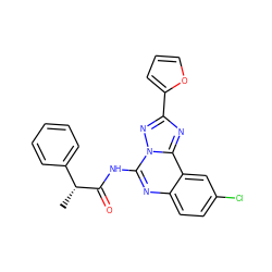 C[C@@H](C(=O)Nc1nc2ccc(Cl)cc2c2nc(-c3ccco3)nn12)c1ccccc1 ZINC000013780417