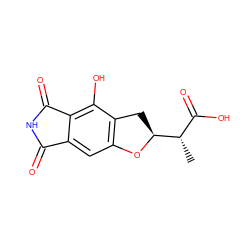 C[C@@H](C(=O)O)[C@@H]1Cc2c(cc3c(c2O)C(=O)NC3=O)O1 ZINC000013896090