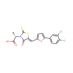 C[C@@H](C(=O)O)N1C(=O)/C(=C/c2ccc(-c3ccc(Cl)c(Cl)c3)o2)SC1=S ZINC000001777110