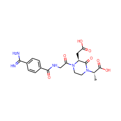 C[C@@H](C(=O)O)N1CCN(C(=O)CNC(=O)c2ccc(C(=N)N)cc2)[C@@H](CC(=O)O)C1=O ZINC000013778003