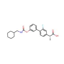 C[C@@H](C(=O)O)c1ccc(-c2cccc(OC(=O)NCC3CCCCC3)c2)c(F)c1 ZINC000143684364