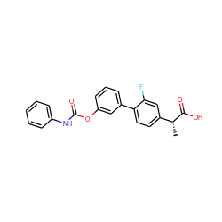 C[C@@H](C(=O)O)c1ccc(-c2cccc(OC(=O)Nc3ccccc3)c2)c(F)c1 ZINC000143779871