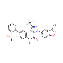 C[C@@H](C(=O)c1cc(C(F)(F)F)nn1-c1ccc2onc(N)c2c1)c1ccc(-c2ccccc2S(C)(=O)=O)cc1 ZINC000029037663