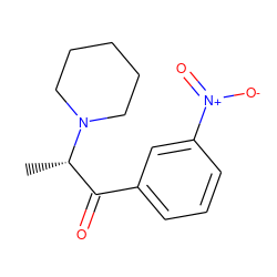 C[C@@H](C(=O)c1cccc([N+](=O)[O-])c1)N1CCCCC1 ZINC000045356661