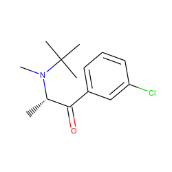 C[C@@H](C(=O)c1cccc(Cl)c1)N(C)C(C)(C)C ZINC000045302420