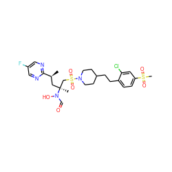 C[C@@H](C[C@@](C)(CS(=O)(=O)N1CCC(CCc2ccc(S(C)(=O)=O)cc2Cl)CC1)N(O)C=O)c1ncc(F)cn1 ZINC000066078486