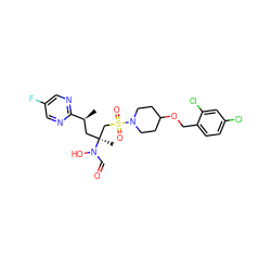 C[C@@H](C[C@@](C)(CS(=O)(=O)N1CCC(OCc2ccc(Cl)cc2Cl)CC1)N(O)C=O)c1ncc(F)cn1 ZINC000064744198