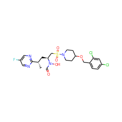 C[C@@H](C[C@@H](CS(=O)(=O)N1CCC(OCc2ccc(Cl)cc2Cl)CC1)N(O)C=O)c1ncc(F)cn1 ZINC000066099224