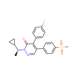 C[C@@H](C1CC1)n1ncc(-c2ccc(S(C)(=O)=O)cc2)c(-c2ccc(F)cc2)c1=O ZINC000013487678