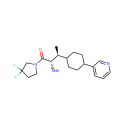 C[C@@H](C1CCC(c2cccnc2)CC1)[C@H](N)C(=O)N1CCC(F)(F)C1 ZINC000028824472