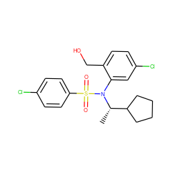 C[C@@H](C1CCCC1)N(c1cc(Cl)ccc1CO)S(=O)(=O)c1ccc(Cl)cc1 ZINC000028823222