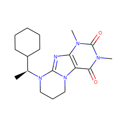 C[C@@H](C1CCCCC1)N1CCCn2c1nc1c2c(=O)n(C)c(=O)n1C ZINC000095576018