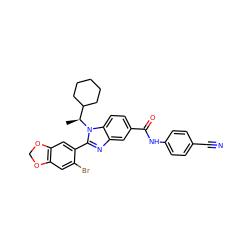 C[C@@H](C1CCCCC1)n1c(-c2cc3c(cc2Br)OCO3)nc2cc(C(=O)Nc3ccc(C#N)cc3)ccc21 ZINC000914431341