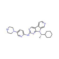 C[C@@H](C1CCCCC1)n1c2cnccc2c2cnc(Nc3ccc(N4CCNCC4)cn3)nc21 ZINC000169706625