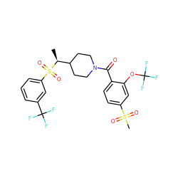 C[C@@H](C1CCN(C(=O)c2ccc(S(C)(=O)=O)cc2OC(F)(F)F)CC1)S(=O)(=O)c1cccc(C(F)(F)F)c1 ZINC000103251131