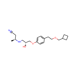 C[C@@H](CC#N)NC[C@@H](O)COc1ccc(CCOCC2CCC2)cc1 ZINC000025969022