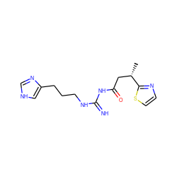 C[C@@H](CC(=O)NC(=N)NCCCc1c[nH]cn1)c1nccs1 ZINC000040892156