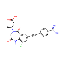 C[C@@H](CC(=O)O)N1CC(=O)N(C)c2c(Cl)cc(C#Cc3ccc(C(=N)N)cc3)cc2C1=O ZINC000013761183