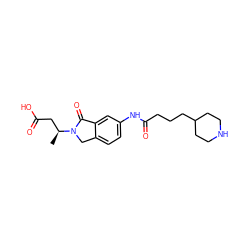 C[C@@H](CC(=O)O)N1Cc2ccc(NC(=O)CCCC3CCNCC3)cc2C1=O ZINC000072105032