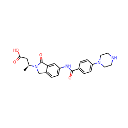 C[C@@H](CC(=O)O)N1Cc2ccc(NC(=O)c3ccc(N4CCNCC4)cc3)cc2C1=O ZINC000072105026