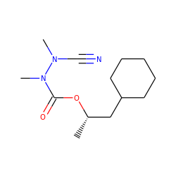 C[C@@H](CC1CCCCC1)OC(=O)N(C)N(C)C#N ZINC000028471043