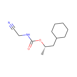 C[C@@H](CC1CCCCC1)OC(=O)NCC#N ZINC000028469908