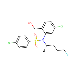 C[C@@H](CCCF)N(c1cc(Cl)ccc1CO)S(=O)(=O)c1ccc(Cl)cc1 ZINC000028823212