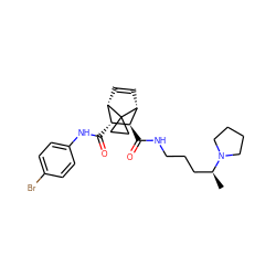 C[C@@H](CCCNC(=O)[C@H]1[C@H](C(=O)Nc2ccc(Br)cc2)[C@@H]2C=C[C@H]1C21CC1)N1CCCC1 ZINC000168419419