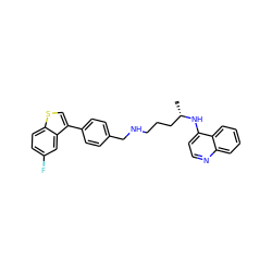 C[C@@H](CCCNCc1ccc(-c2csc3ccc(F)cc23)cc1)Nc1ccnc2ccccc12 ZINC001772646613