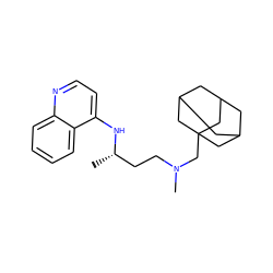 C[C@@H](CCN(C)CC12CC3CC(CC(C3)C1)C2)Nc1ccnc2ccccc12 ZINC001772613114