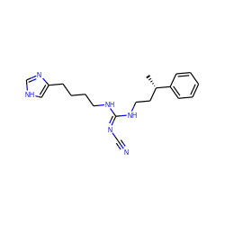 C[C@@H](CCN/C(=N\C#N)NCCCCc1c[nH]cn1)c1ccccc1 ZINC000048999587