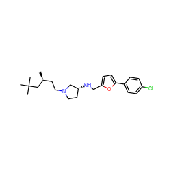 C[C@@H](CCN1CC[C@@H](NCc2ccc(-c3ccc(Cl)cc3)o2)C1)CC(C)(C)C ZINC000022932301