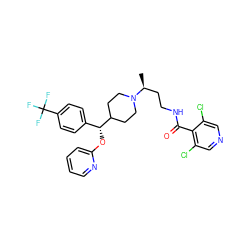 C[C@@H](CCNC(=O)c1c(Cl)cncc1Cl)N1CCC([C@H](Oc2ccccn2)c2ccc(C(F)(F)F)cc2)CC1 ZINC000071317351