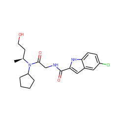 C[C@@H](CCO)N(C(=O)CNC(=O)c1cc2cc(Cl)ccc2[nH]1)C1CCCC1 ZINC000028129038