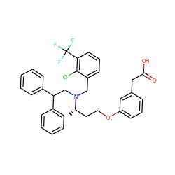 C[C@@H](CCOc1cccc(CC(=O)O)c1)N(Cc1cccc(C(F)(F)F)c1Cl)CC(c1ccccc1)c1ccccc1 ZINC000049723210