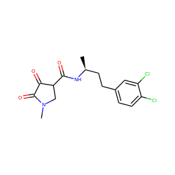 C[C@@H](CCc1ccc(Cl)c(Cl)c1)NC(=O)C1CN(C)C(=O)C1=O ZINC000141965118