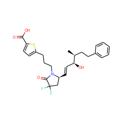 C[C@@H](CCc1ccccc1)[C@@H](O)/C=C/[C@H]1CC(F)(F)C(=O)N1CCCc1ccc(C(=O)O)s1 ZINC000148801955