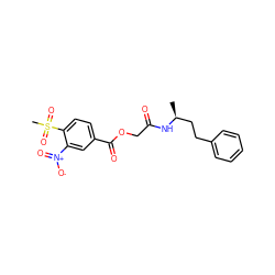 C[C@@H](CCc1ccccc1)NC(=O)COC(=O)c1ccc(S(C)(=O)=O)c([N+](=O)[O-])c1 ZINC000003323974