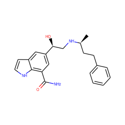 C[C@@H](CCc1ccccc1)NC[C@H](O)c1cc(C(N)=O)c2[nH]ccc2c1 ZINC000006020676