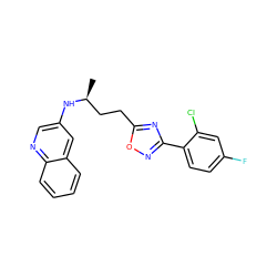 C[C@@H](CCc1nc(-c2ccc(F)cc2Cl)no1)Nc1cnc2ccccc2c1 ZINC000040918952