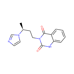 C[C@@H](CCn1c(=O)[nH]c2ccccc2c1=O)n1ccnc1 ZINC000026377847