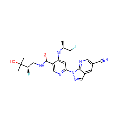 C[C@@H](CF)Nc1cc(-n2ncc3cc(C#N)cnc32)ncc1C(=O)NC[C@@H](F)C(C)(C)O ZINC001772576441