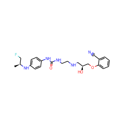 C[C@@H](CF)Nc1ccc(NC(=O)NCCNC[C@H](O)COc2ccccc2C#N)cc1 ZINC000084615194